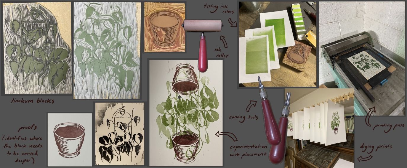 progress images for linocut